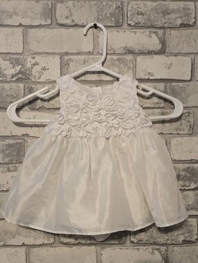 Place White Floral Rosette Baby Dress